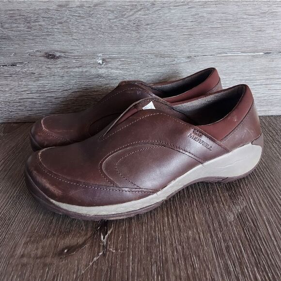 Merrell Encore Q2 Moc Brown Leather Walking Shoes 9 - Picture 4 of 8